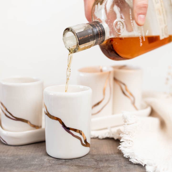 Niik Creative Co. - Wholesale Theekopje - Gold River whisky/espressoset handgemaakt porselein2