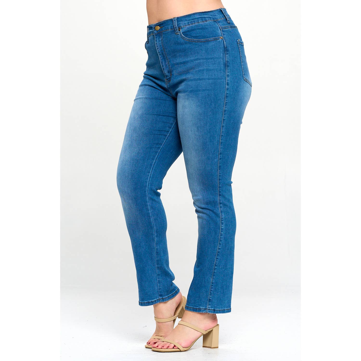 Blue Turtle - Vendita all'ingrosso Jeans - Donna - Jeans Plus Size Kimberly a Vita Alta Blu Medio2