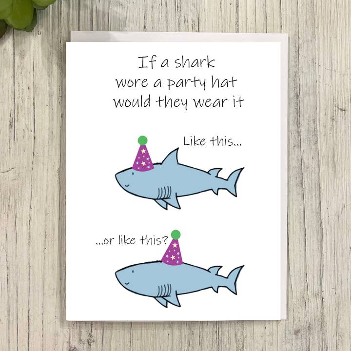 Party Shark Birthday Card for wholesale by Great Odin's Hellos