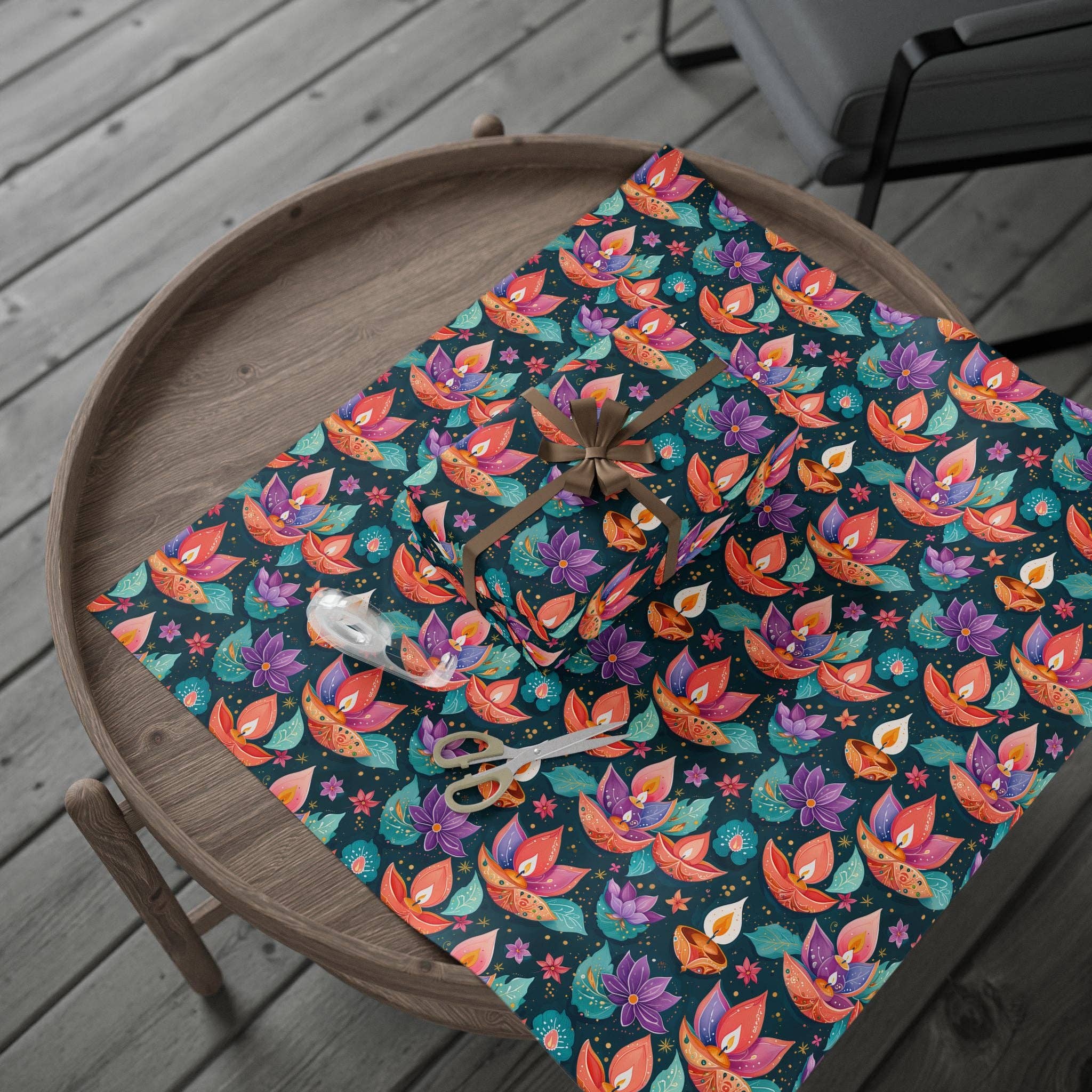 Lokipawz - Wholesale Flat Wrap - Diwali Aqua Festival Wrapping Papers10