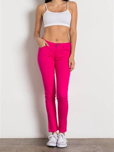 5 Pocket classic Cotton Stretch Jeans Fushia - Pack of 12 for wholesale by Apparel Candy