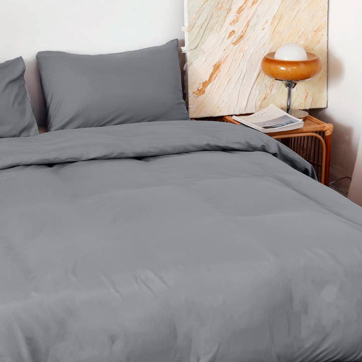 SMOOTH DUVET COVER WITH DARK GREY FROND for wholesale by BOD HOME