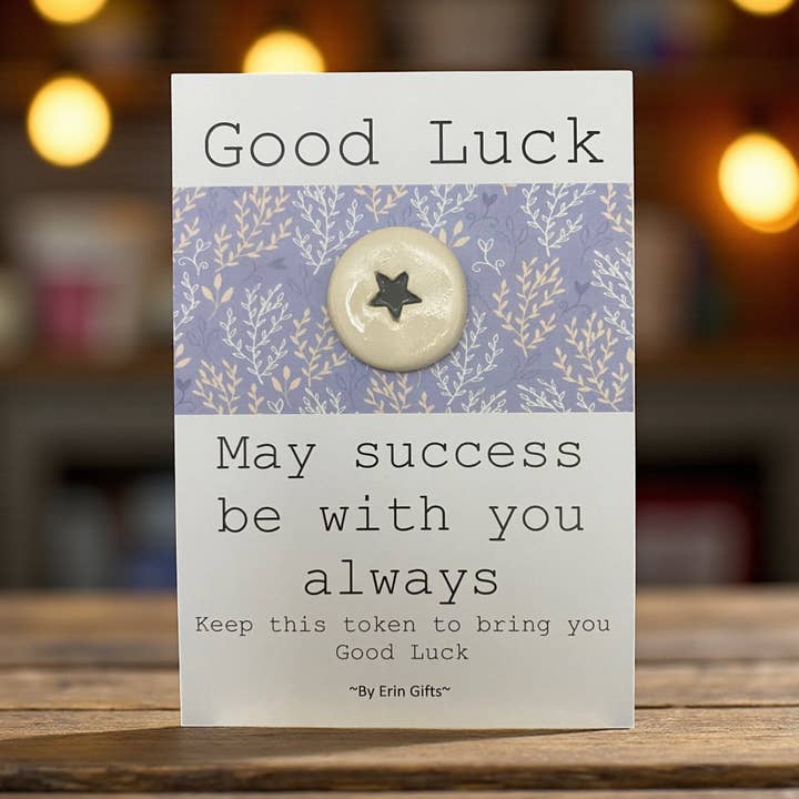 Lycka till Keramisk Pocket Token Pocket Kram och Kort för wholesale av By Erin Cards and Gifts Ltd