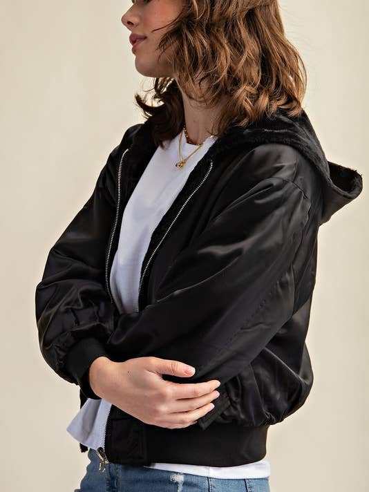 OMKEERBAAR BOMBERJACK MET BONTVOERING VOOR ALLE WEERSOMSTANDIGHEDEN voor wholesale door Pink Irene Wholesale