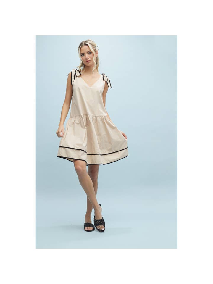 Wishlist Apparel - Venta al por mayor Vestido - Mujer - MINIVESTIDO CON TIRANTES ANUDADOS EN CONTRASTE/WL25-102511