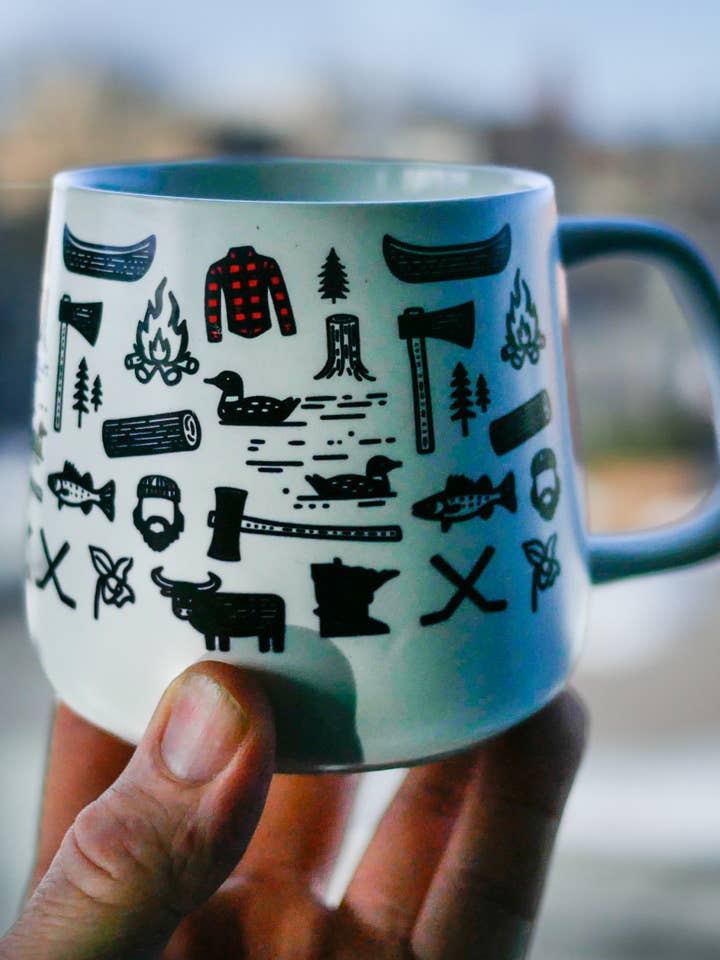 Minnesota themed pattern ceramic cup for wholesale by myBemidji