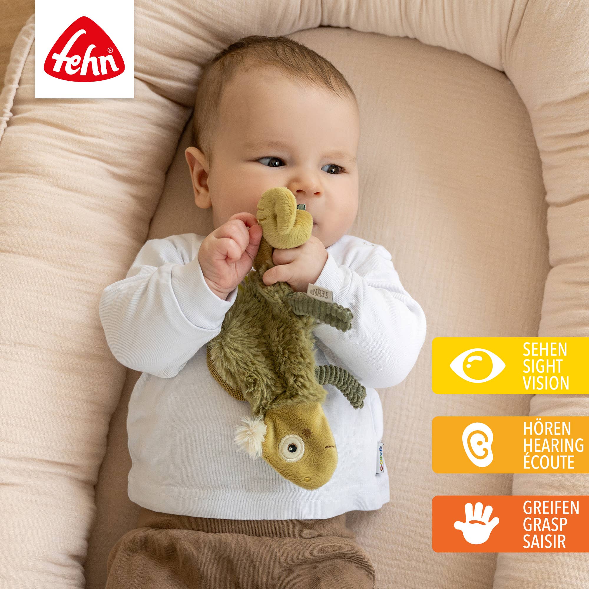 Fehn - Wholesale Stuffed/Plush Toy - Kids & Baby - Crinkle Chameleon - Activity Rustling Toy1