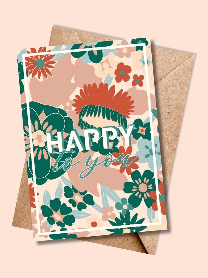 FLORAL Postcard, Happy to You for wholesale by Julie Roubergue
