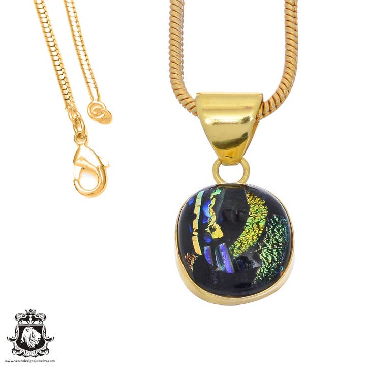 24-karaats vergulde hanger van dichroïsch glas GPH796 voor wholesale door SARAH DESIGNS JEWELRY