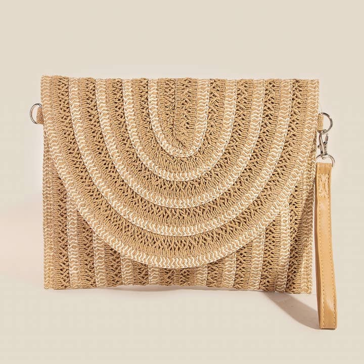 Two Tone Woven Paper Envelope Clutch Bag for wholesale by Anarchy Street