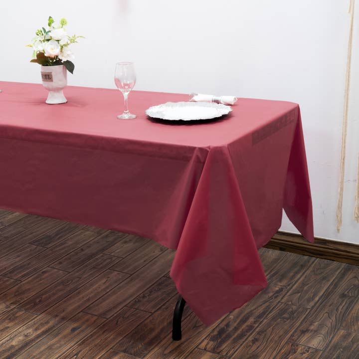 Black Rectangle Plastic Table Covers 12pc/pack - Burgundy for wholesale on Faire2