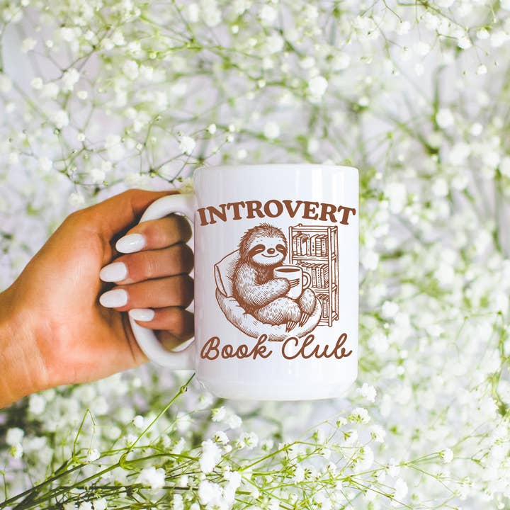 Ace the Pitmatian Co - Wholesale Coffee Mug - Introvert Book Club, Bookish Coffee Mug1