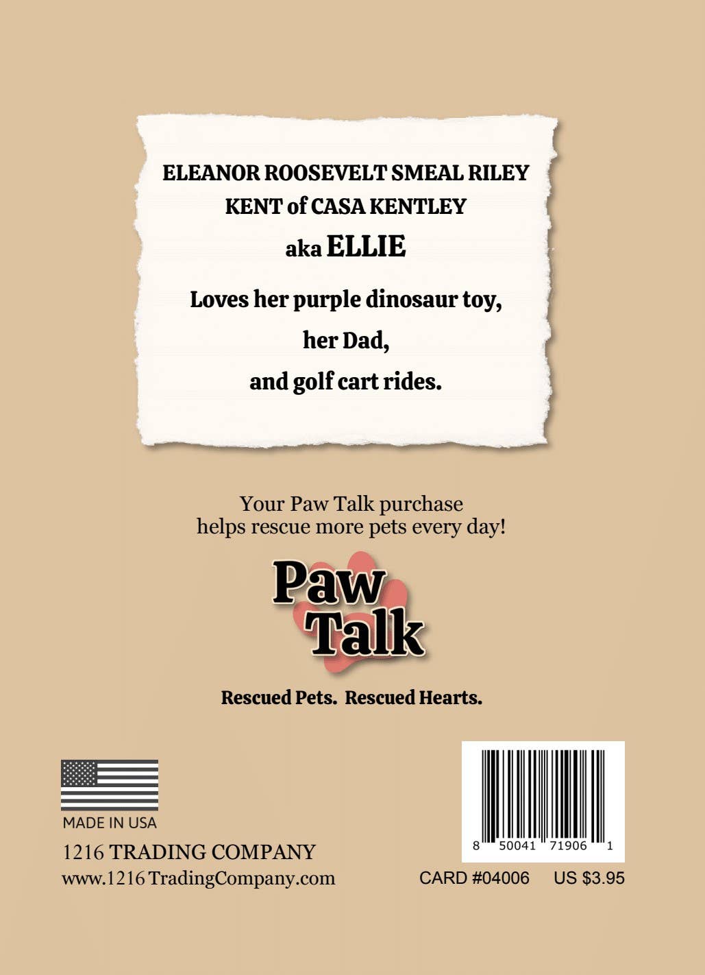 1216 Trading Company - Wholesale Everyday Greeting Card - Paw Talk Greeting Card - Just For Fun - 040063