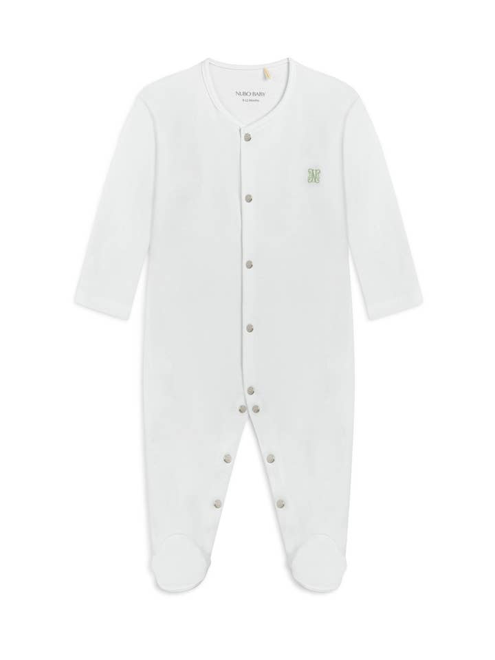 Mono pijama de bebé con monograma y botones a presión – Manga larga de algodón para venta al por mayor de Nubo Baby
