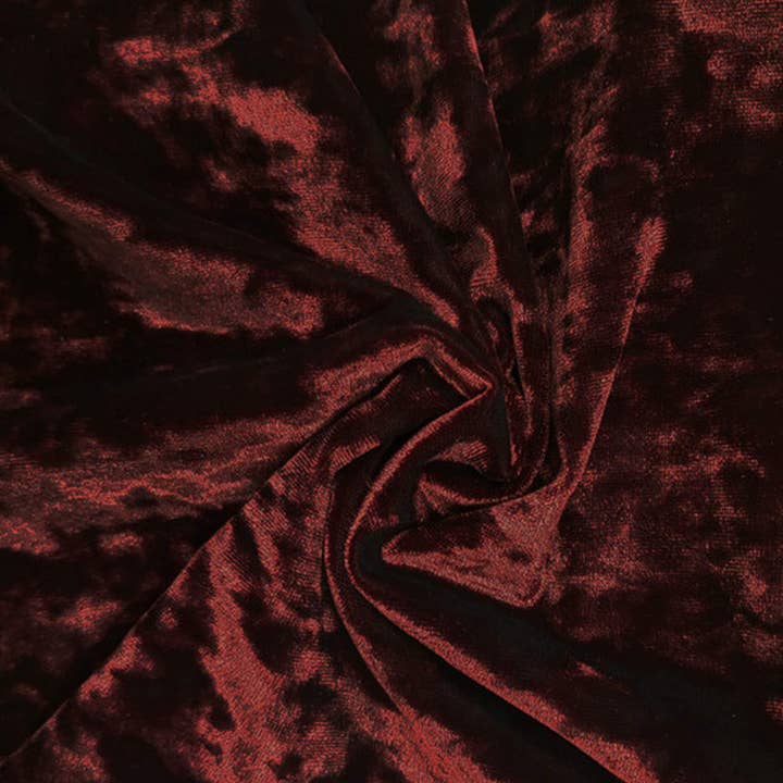 Tessuto di Velluto Elasticizzato Schiacciato Borgogna per Abiti e Decorazioni per la vendita all'ingrosso da parte di Radyan Fabrics