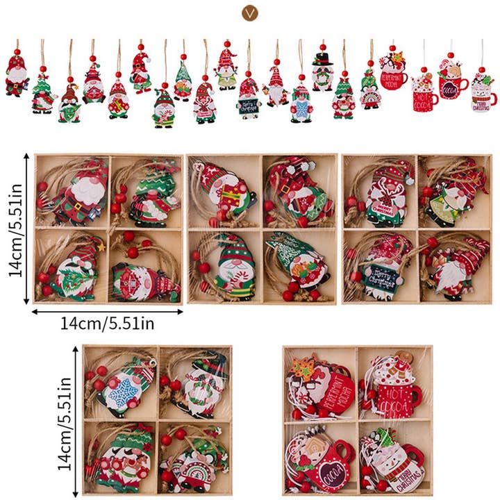 NINEXIS - Wholesale Ornament Set - CWMM10286_CHRISTMAS WOODEN GNOME SNOWMAN ORNAMENTS SET3