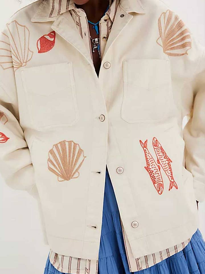 Ladies Embroidery Mutilcolor Turndown Collar Jacket for wholesale by Sweetkama