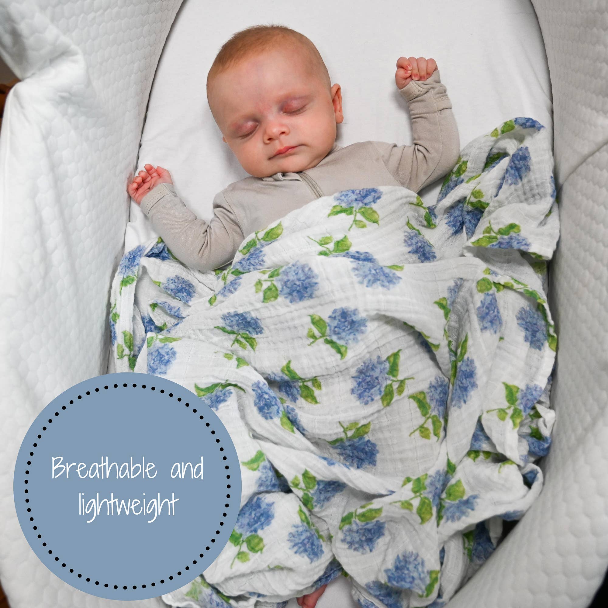LollyBanks - Wholesale Swaddle - Baby - You Had Me At Hydrangea Baby Muslin Swaddle Blanket2