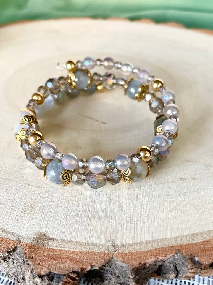 Multi Strand Labradorite Crystal Wrap Bracelets for wholesale by Bohindie Silver