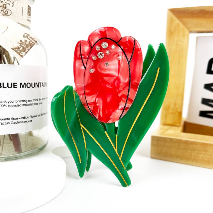 mildstyles - Wholesale Hair Clip - Women's - Tulip Diamond Flower Summer Hair Clip
