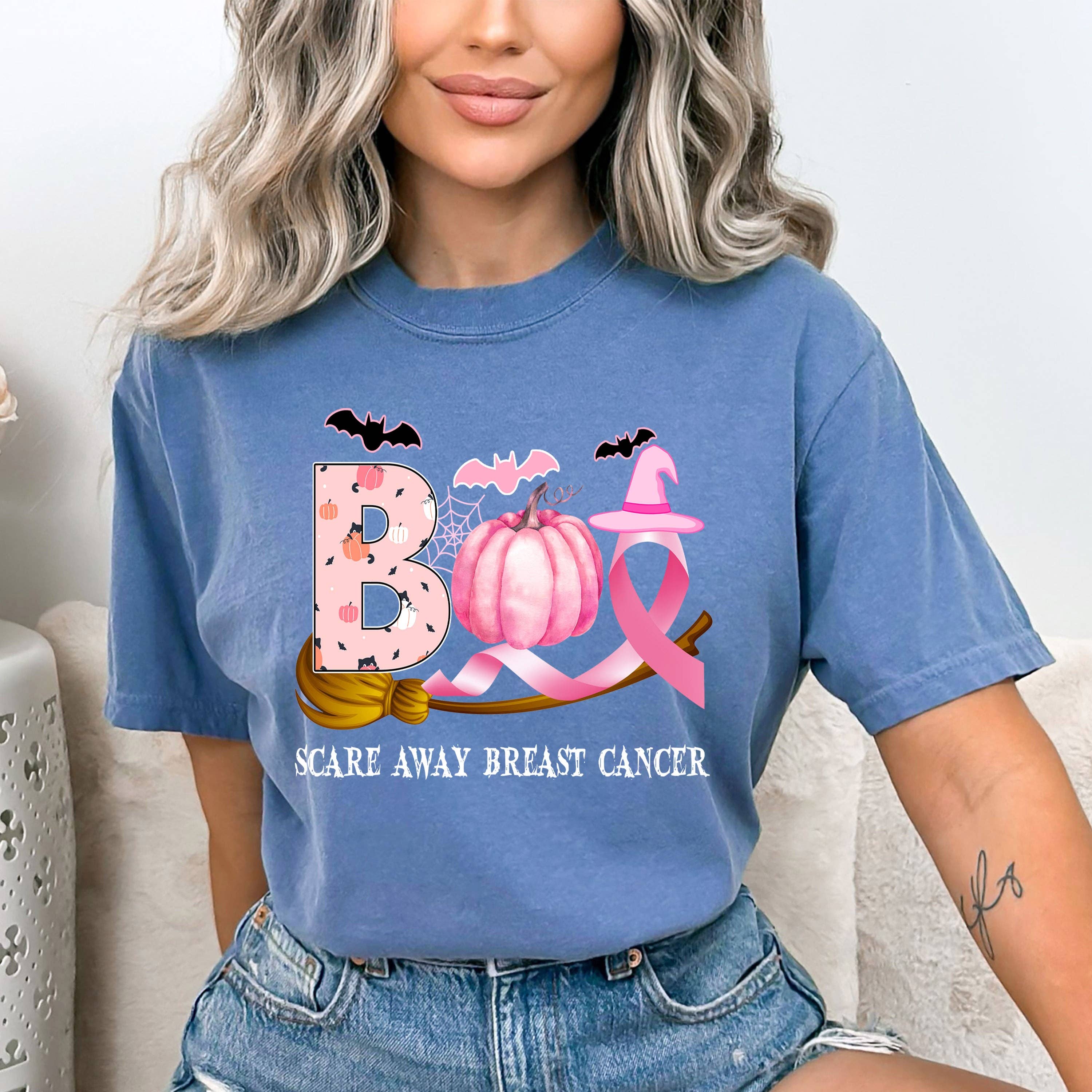 LA Shirt Company - Wholesale T-Shirt (Graphic) - Women's - Scare Away Breast Cancer -Bella Canvas3