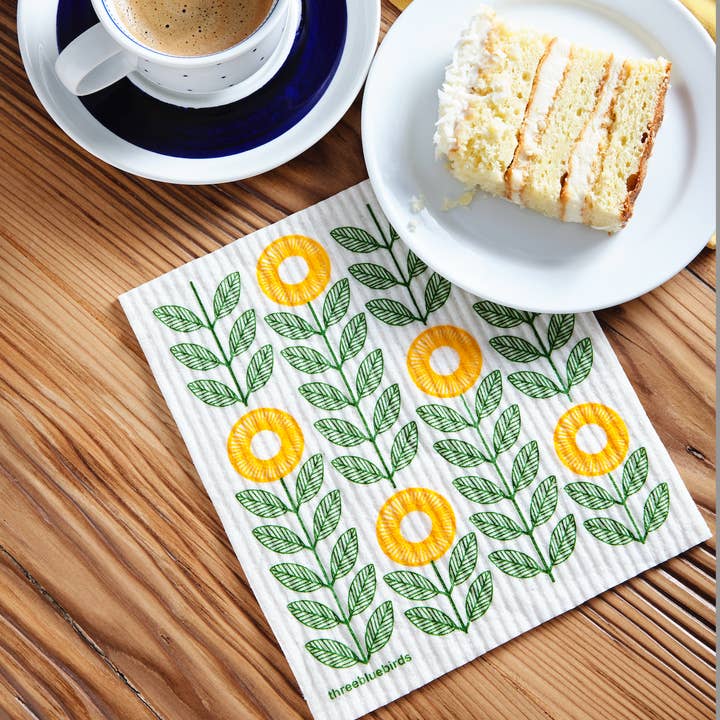 Three Bluebirds Swedish Dishcloths - Wholesale Dishcloth - The Sunflowers Swedish Dishcloth2