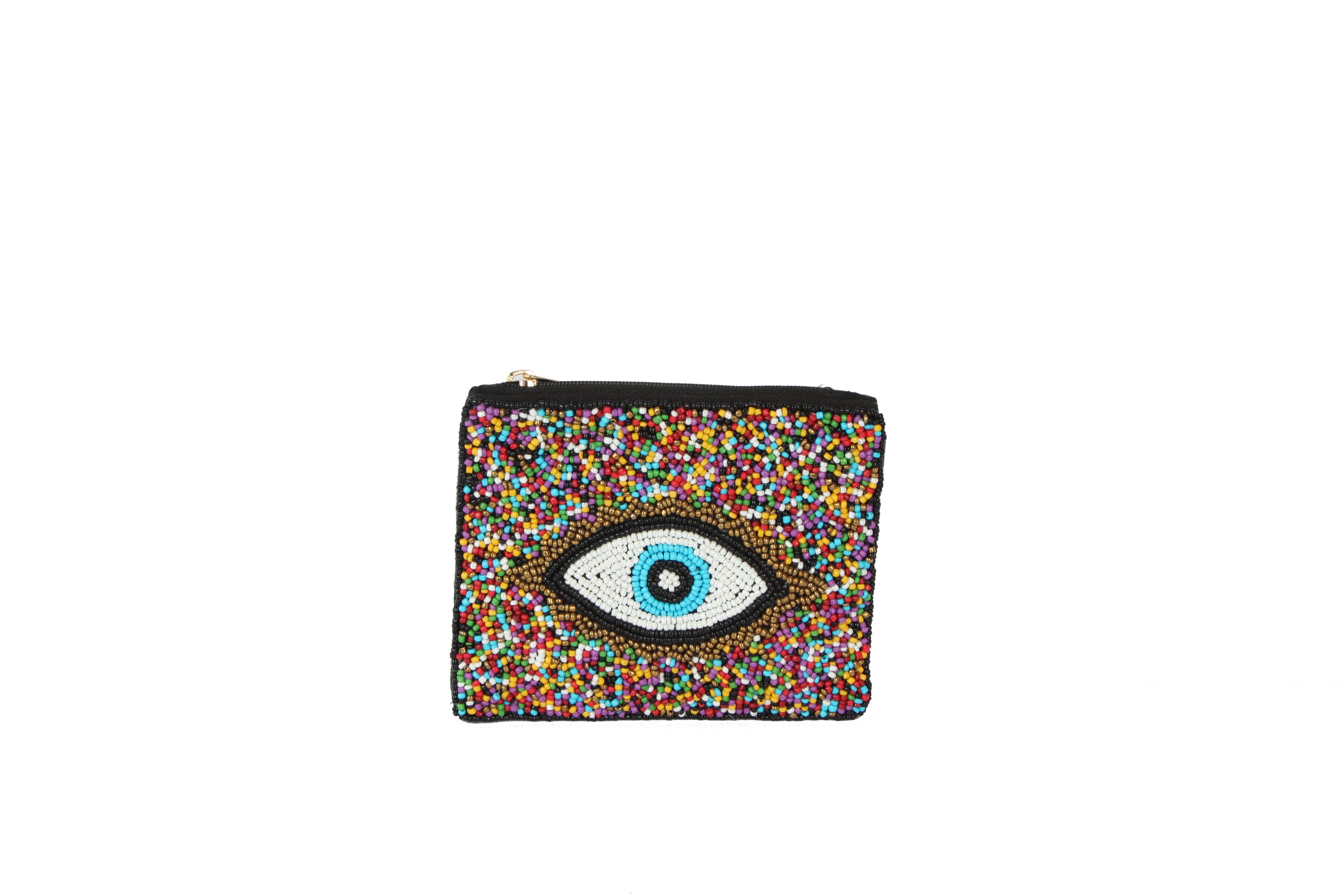 Nima Accessories Inc - Wholesale Coin Purse - Women's - Fully Beaded EYE Theme Ladies Coin Purse