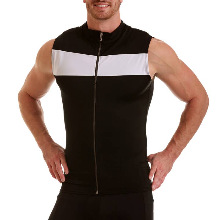 Insta Slim Compression Activewear Color Block Zip Up Vest MA0012 for wholesale by InstantFigure