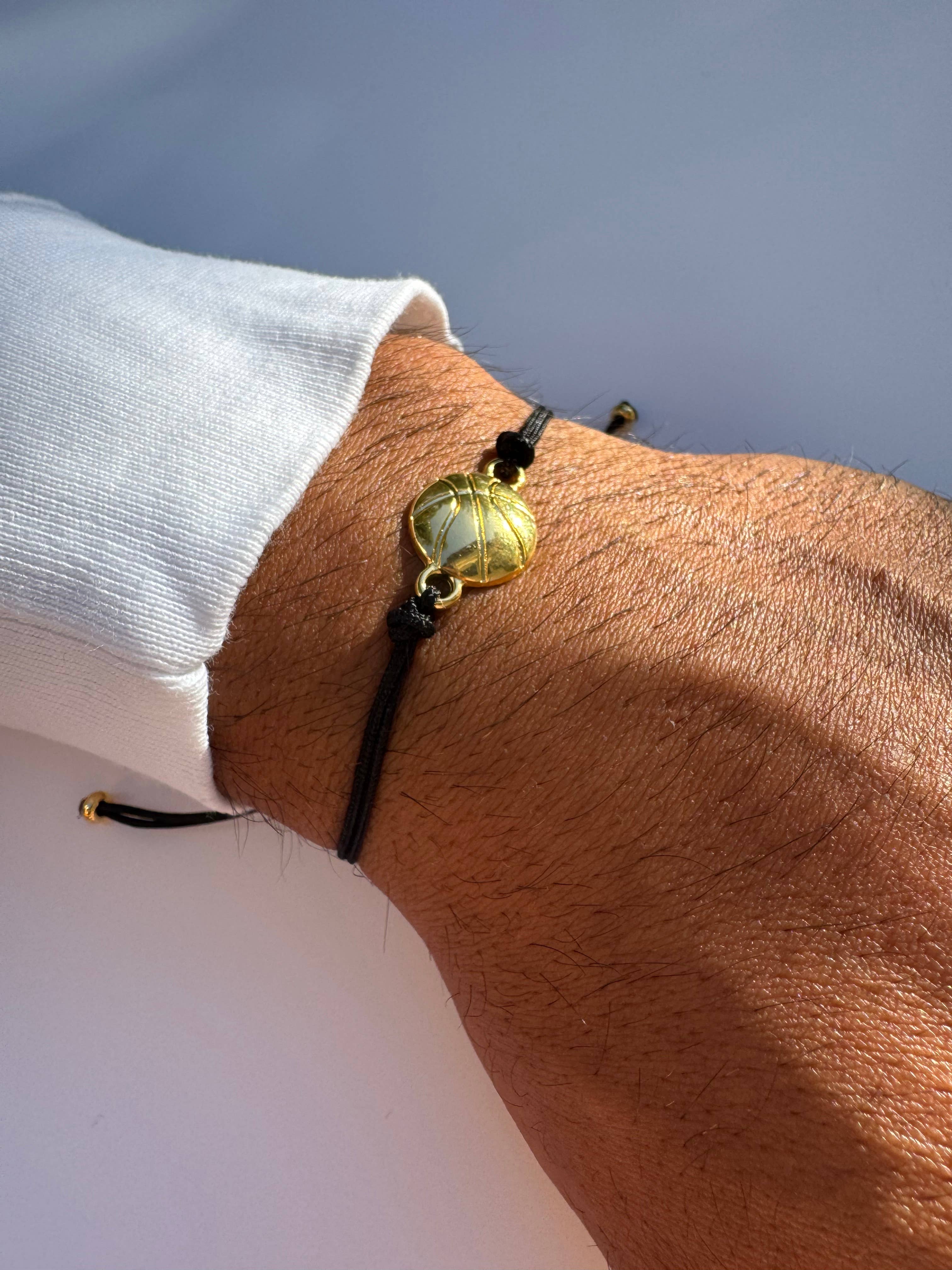 Christina Christi - Wholesale Charm/Dangle Bracelet - Basketball Charm Bracelet - Adjustable Black Cord Sport