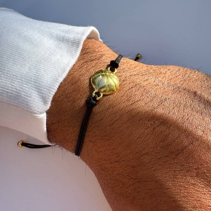 Christina Christi - Wholesale Charm/Dangle Bracelet - Basketball Charm Bracelet - Adjustable Black Cord Sport 0