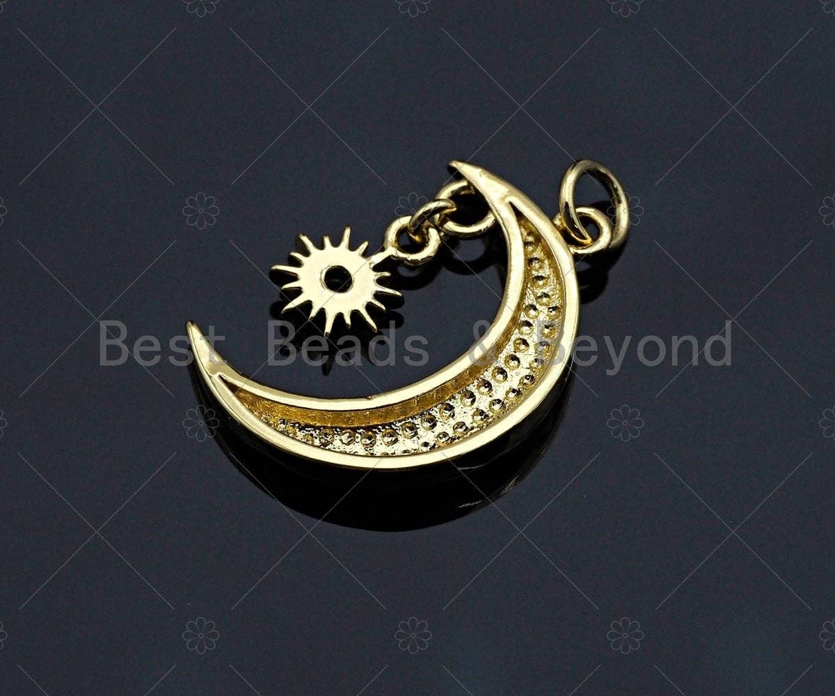 BestBeads&Beyond - Wholesale Individual Charm/Pendant - Cobalt CZ Micro Pave Cresent Moon With North Star Shape Pendant Charm, Cubic Zirconia Moon Charm,15x22mm,Sku#LK1582