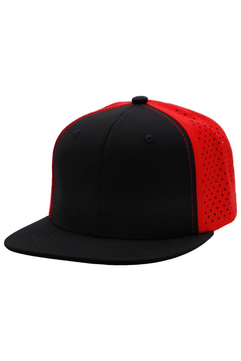 Cap Zone - Wholesale Flat Brim Cap - Men's - Two Tone Six Panel Flat Bill Perforated Snapback6