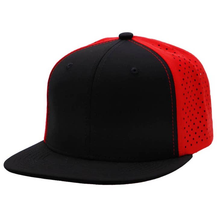 Cap Zone - Wholesale Flat Brim Cap - Men's - Two Tone Six Panel Flat Bill Perforated Snapback6