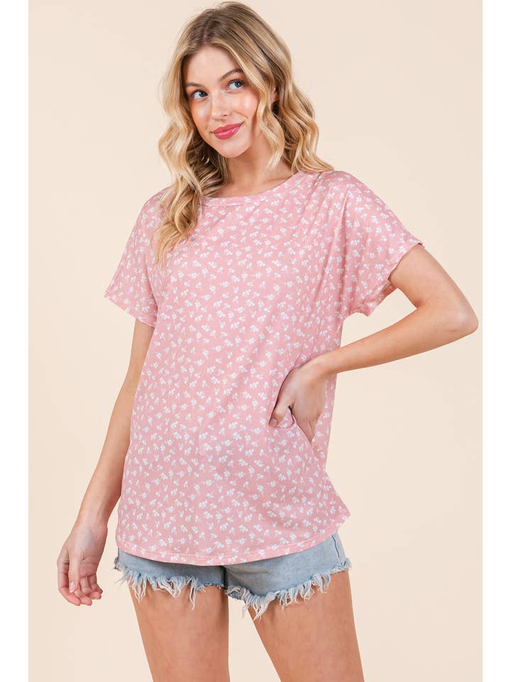 BOMBOM - Wholesale T-Shirt - Women's - TA2245 FLORAL BLISS RELAXED TEE