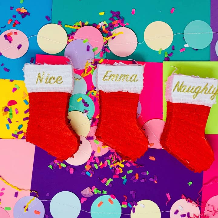 Mini-Weihnachtsstrumpf-Piñata Feiertagsgeschenk Dekoration für den Großhandel von My Soiree Designs