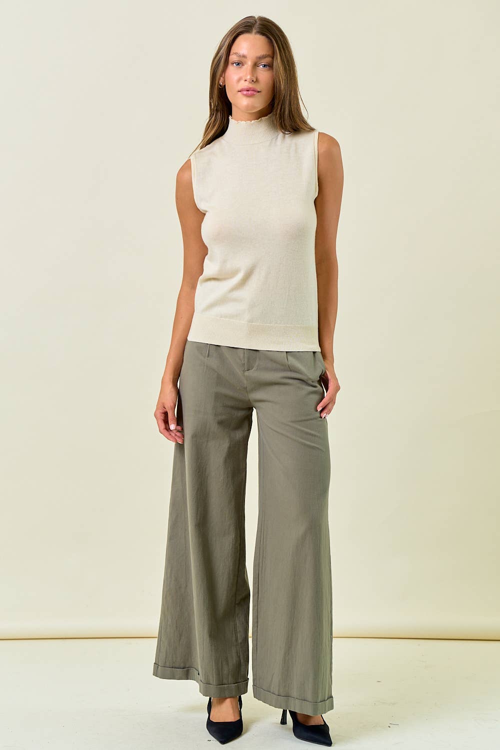 Doe and Rae - Wholesale Gebreide top - Dames - BASIC MOCK NECK FIJNGEBREIDE TRUI TOP - 45297T4