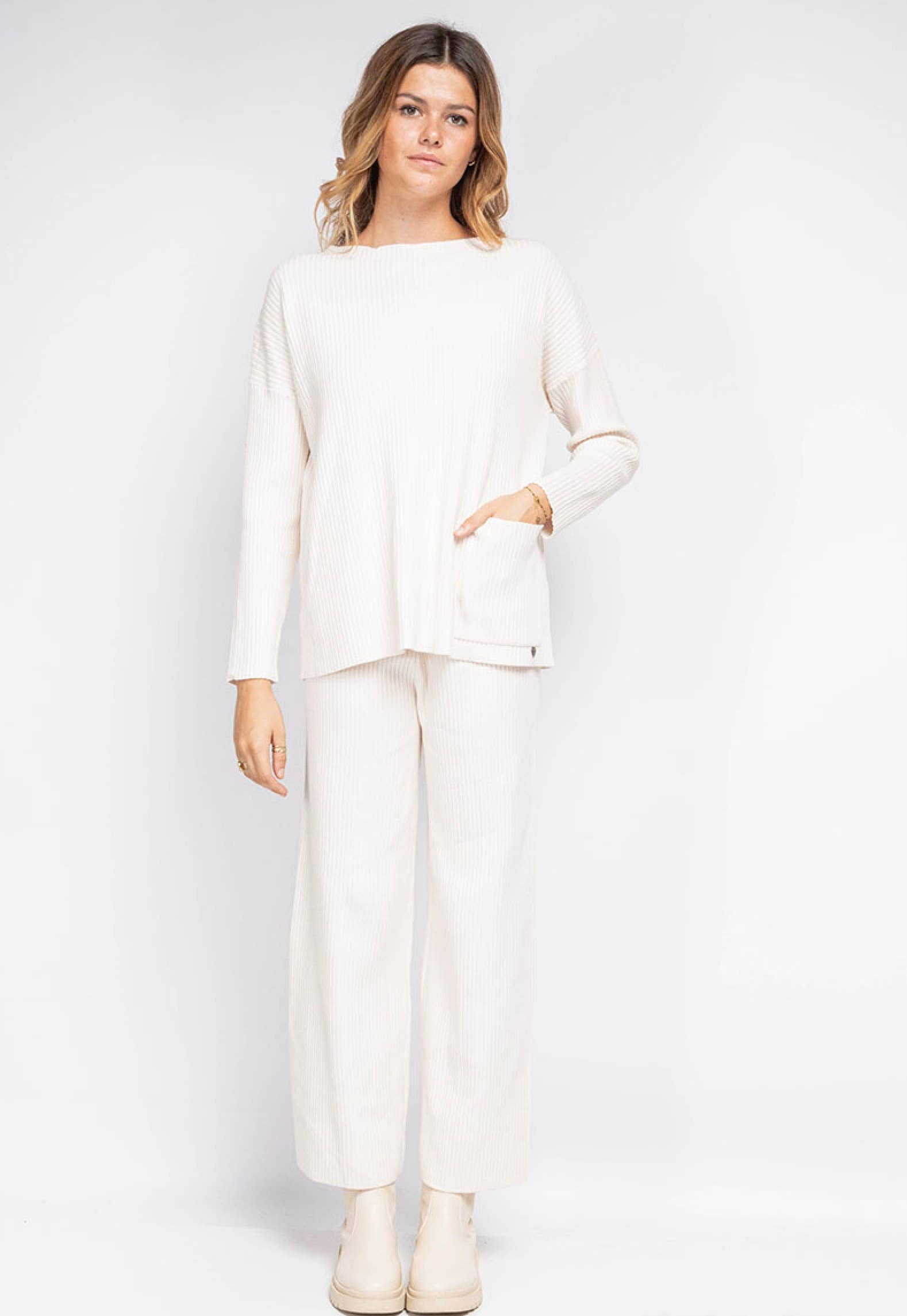 Happy look – Engroshandel Top- og buksesæt (IKKE Loungewear) - Dame – Ribstrikket Kvinde Sæt – Lige Bukser & Sweater3