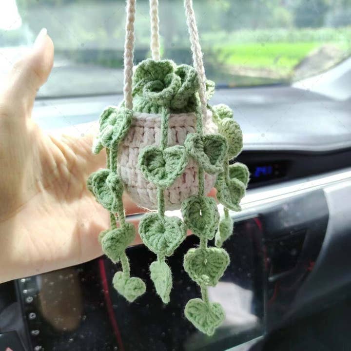 Anh2 LTD - Wholesale Car Decorative Charm - Unisex - Crochet Monstera Plants, Car Charms, Crochet Hanging Plant