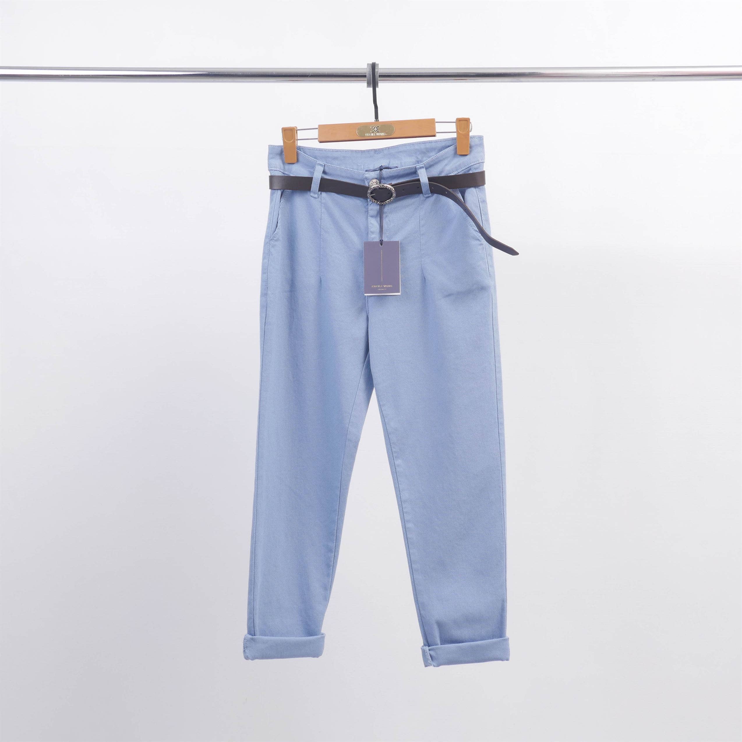 Cecile Wang – wholesale Pants – Women's – Textured belted chino pants CVA822663-43