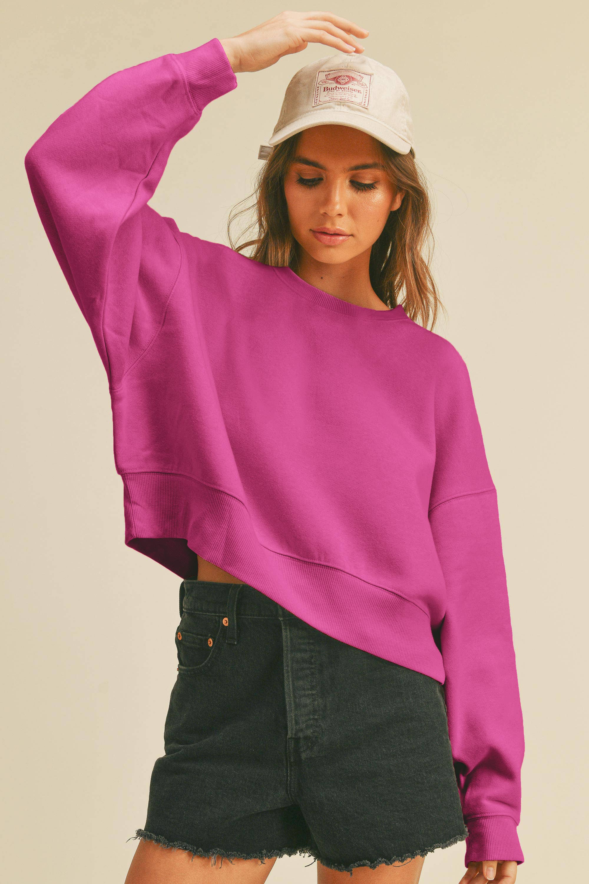 Honestee - Wholesale Sweatshirt - Women's - Blank Short Cropped Long Sleeve Sweatshirt18