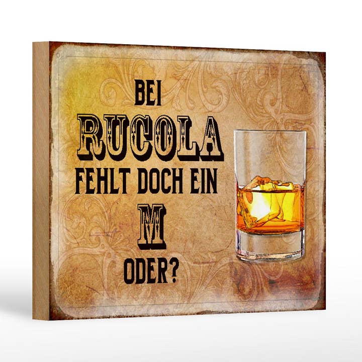 Femer - Wholesale Sign - Alcohol wooden sign 18x12 cm Arugula is missing an M decorative sign0