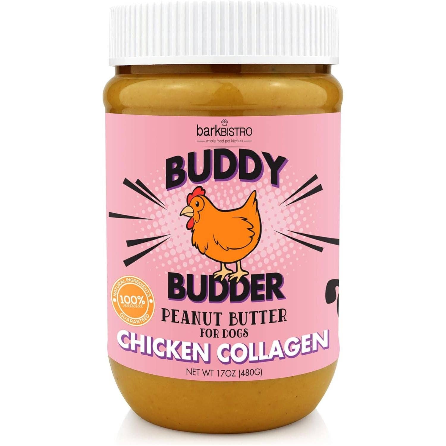 Elite Pet Distributors - Wholesale Pet Treats - Dog - Bark Bistro Chicken Collagen Buddy Budder 17oz jar0