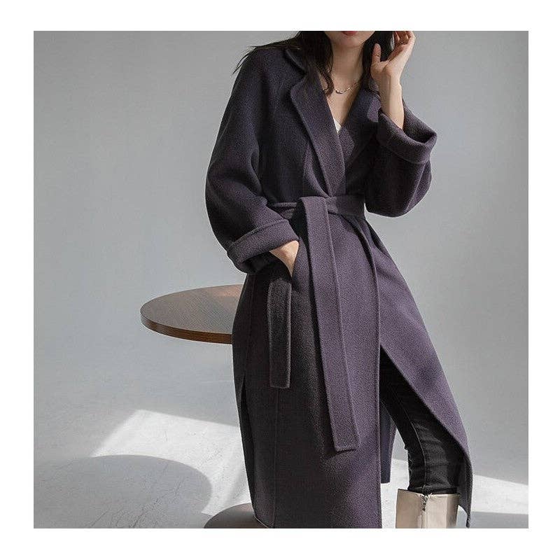 UZ Wholesale Store - Wholesale Coat – Women’s - Solid Color Double-Faced Cashmere Knee-Length Coat1
