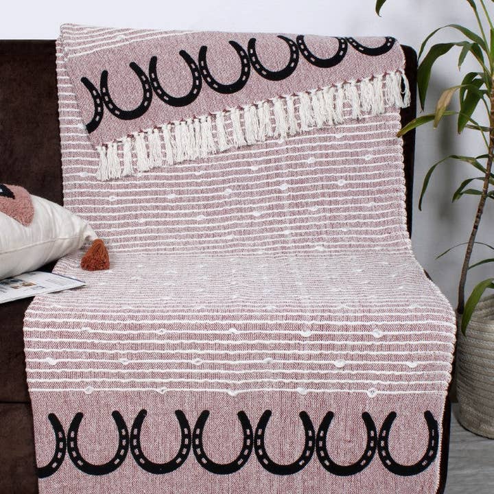 AWST Intl - Wholesale Throw Blanket - AWST Int'l Cotton Throw Horseshoes
