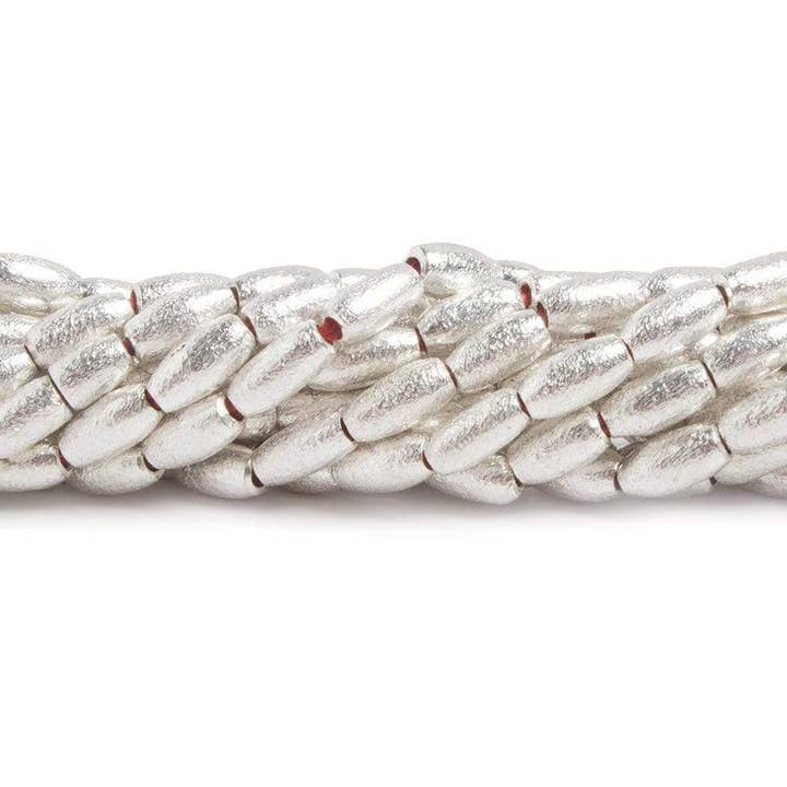 6x3mm sterling verzilverde koperen geborstelde rijstkralen 8 inch 34 stuks voor wholesale door Beads of Cambay