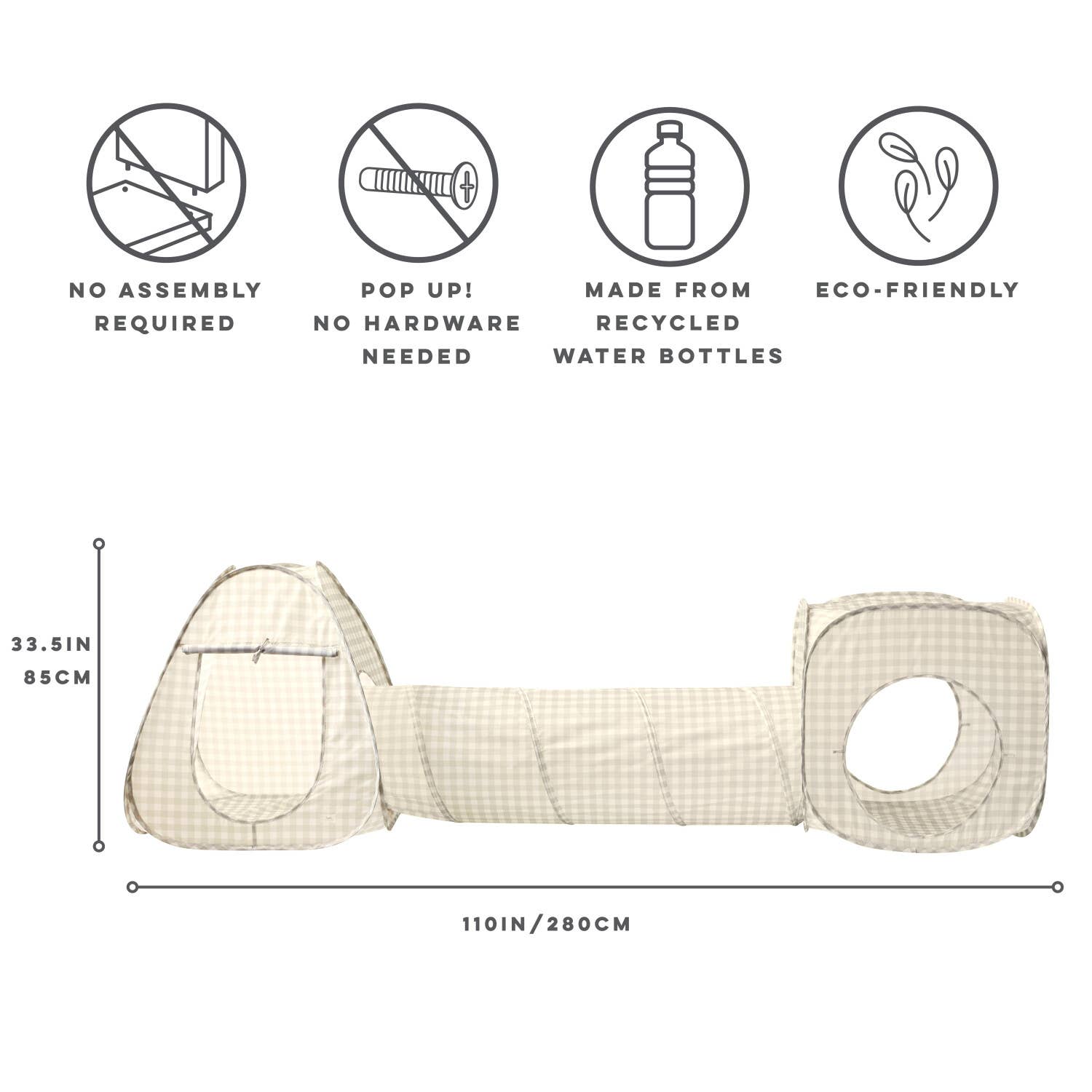 3 Sprouts - Wholesale Tent - Kids - Kids 3-in-1 Play Tent & Tunnel Set with Recycled Fabric2