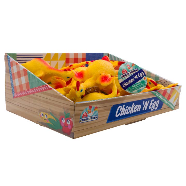 Toysmith - Wholesale Squishy Toy - Kids & Baby - Farm Fresh Chicken N' Egg, Gag, Stress Relief, Spring1