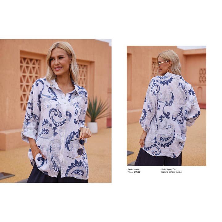 Topp med paisleydetaljer för wholesale av Orange Fashion Village