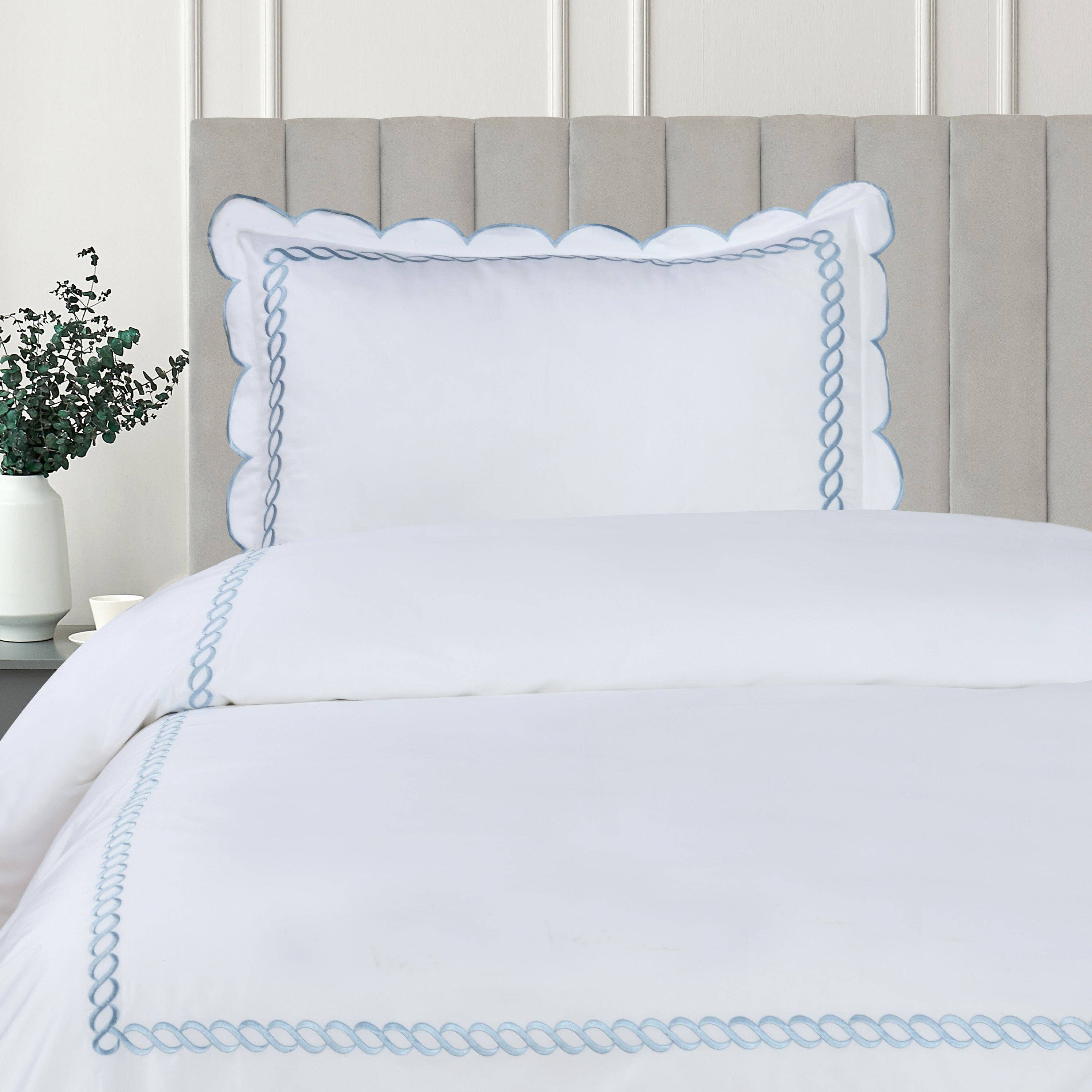 Mélange Home - Wholesale Duvet Cover - 600 Thread Count Scallop Rope Embroidered Cotton Duvet Set4
