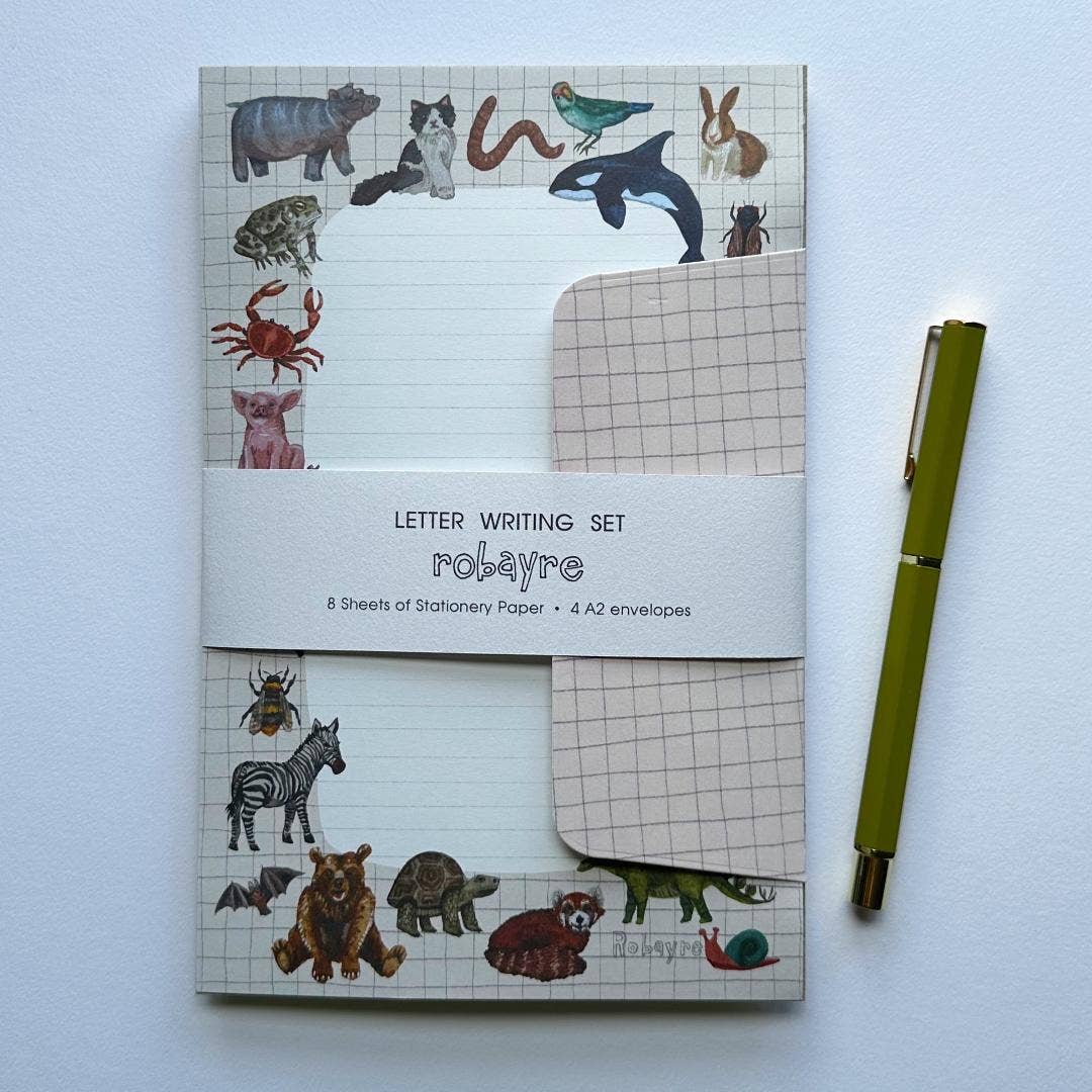 Robayre - Wholesale Stationery/Notecard Set - Animal Illustration Stationery Letter Paper and Envelope Set3